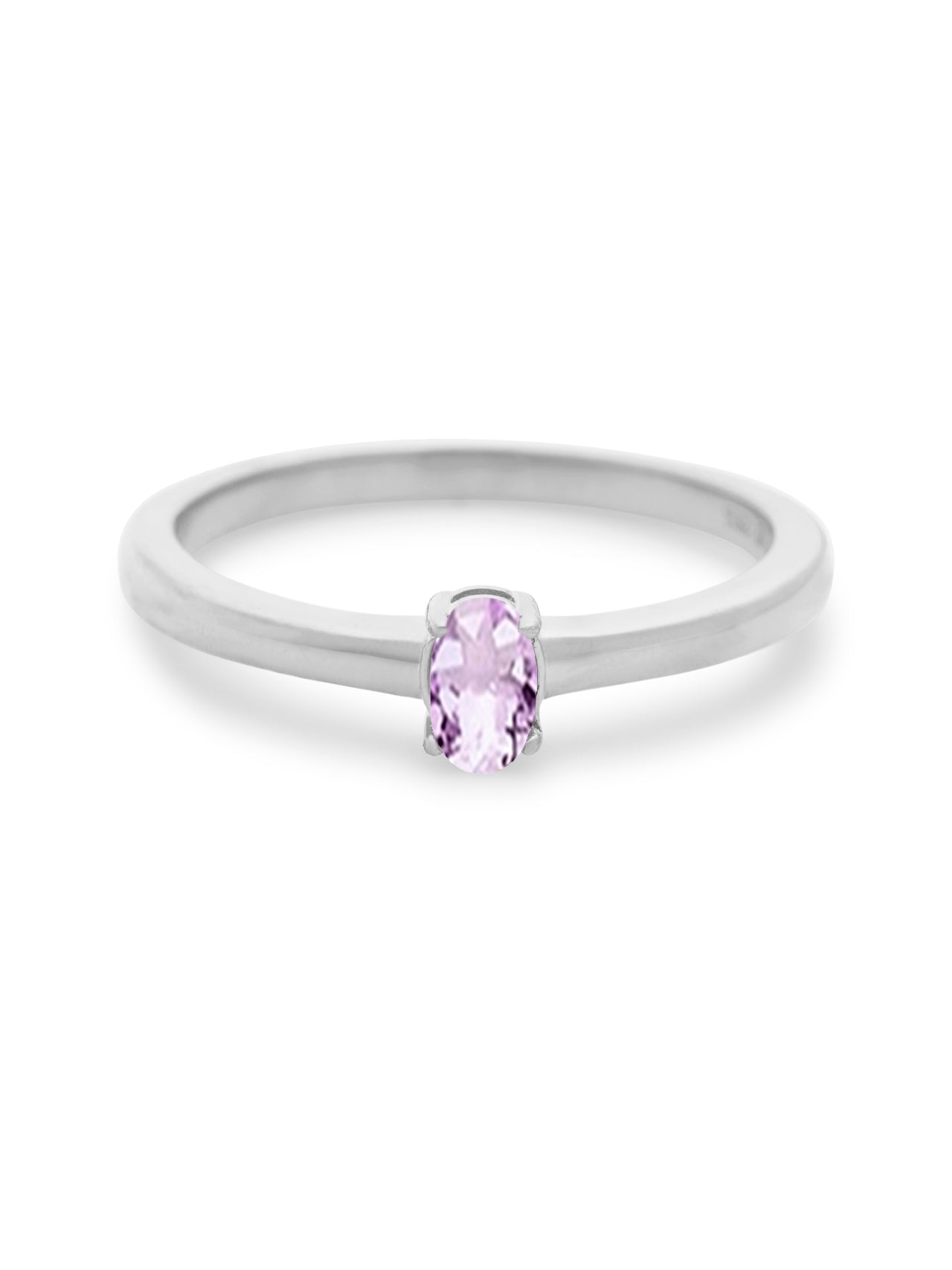  Relativity Silver Petite Oval Birthstone Ring - Violet-June - Bonton