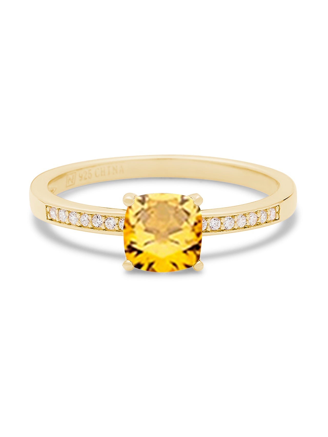  Relativity Gold Birthstone Cushion Cut Band Ring - Yellow-Nov - Bonton