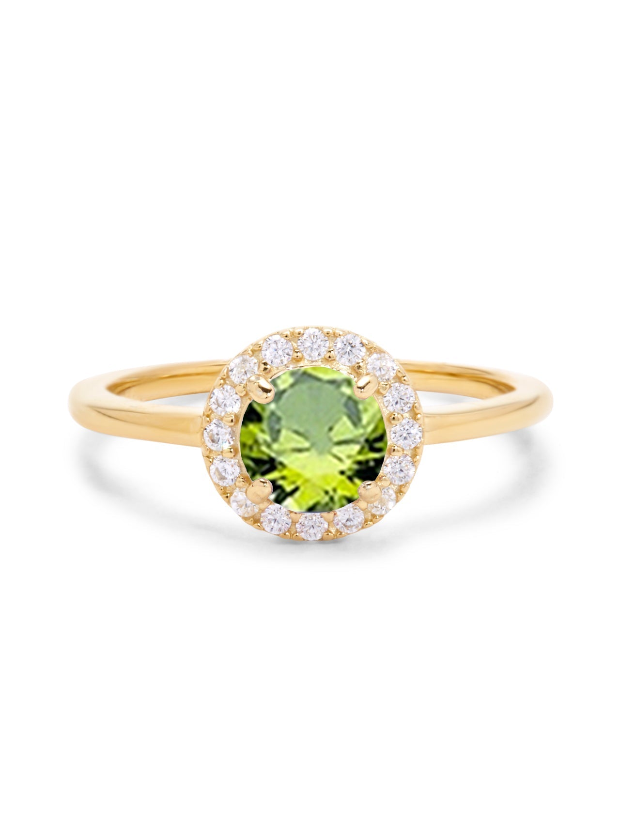  Relativity Gold Birthstone CZ Halo Ring - Light Green-Aug - Bonton