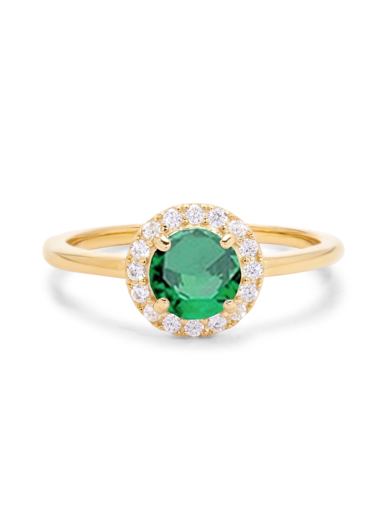  Relativity Gold Birthstone CZ Halo Ring - Green-May - Bonton