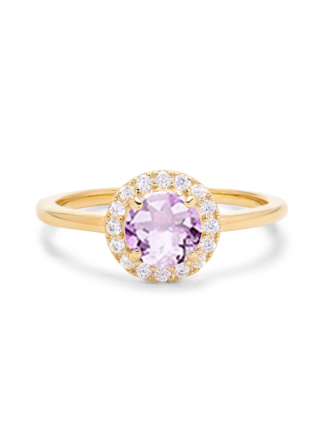  Relativity Gold Birthstone CZ Halo Ring - Violet-June - Bonton