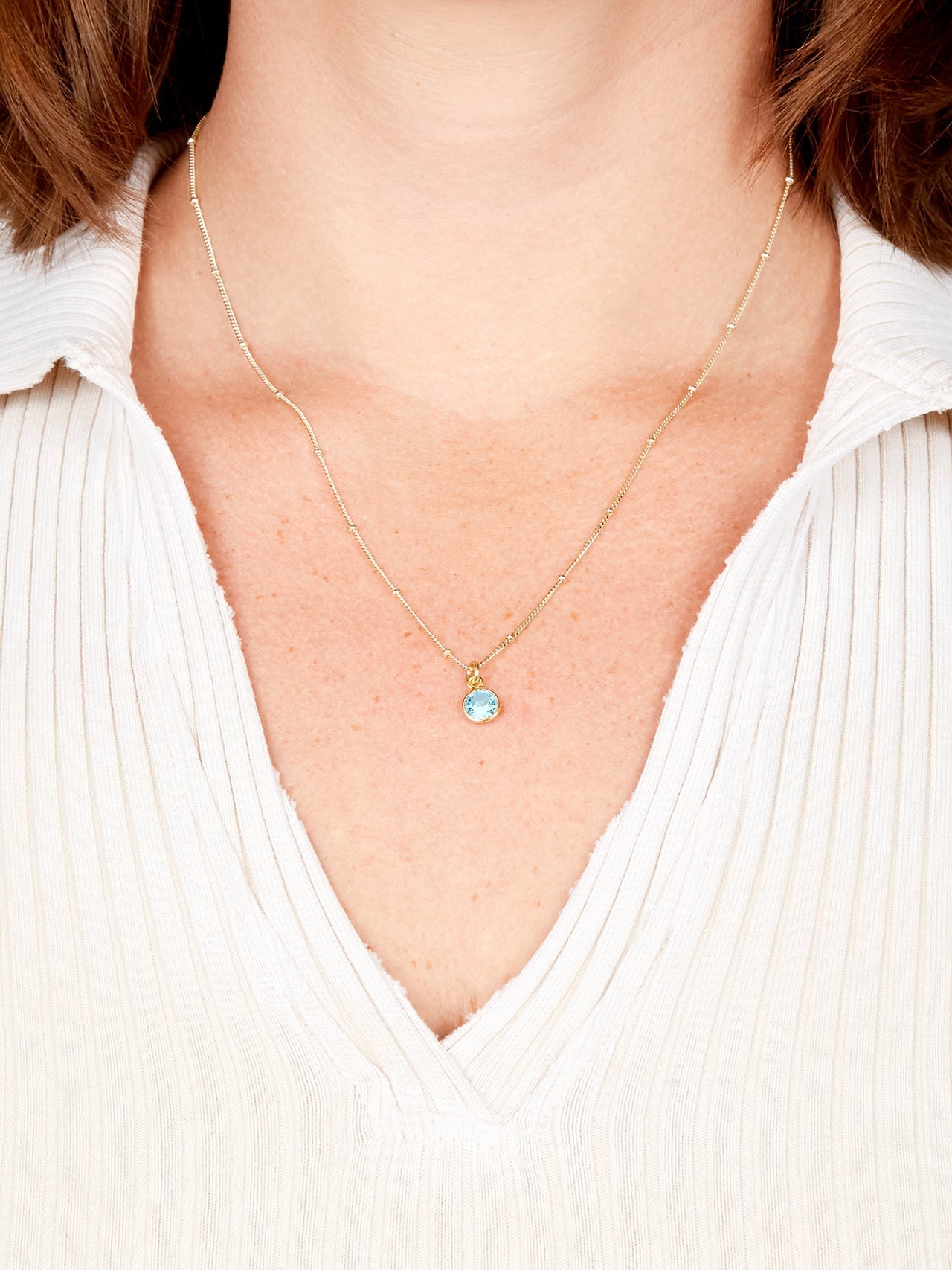  Relativity Gold Gemstone Necklace - Light Blue-Mar - Bonton