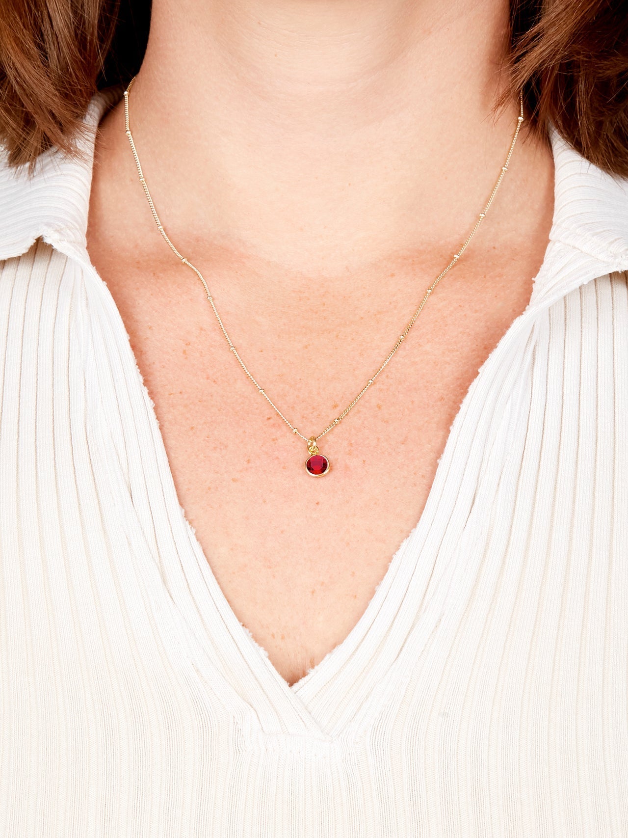  Relativity Gold Gemstone Necklace - Red-July - Bonton