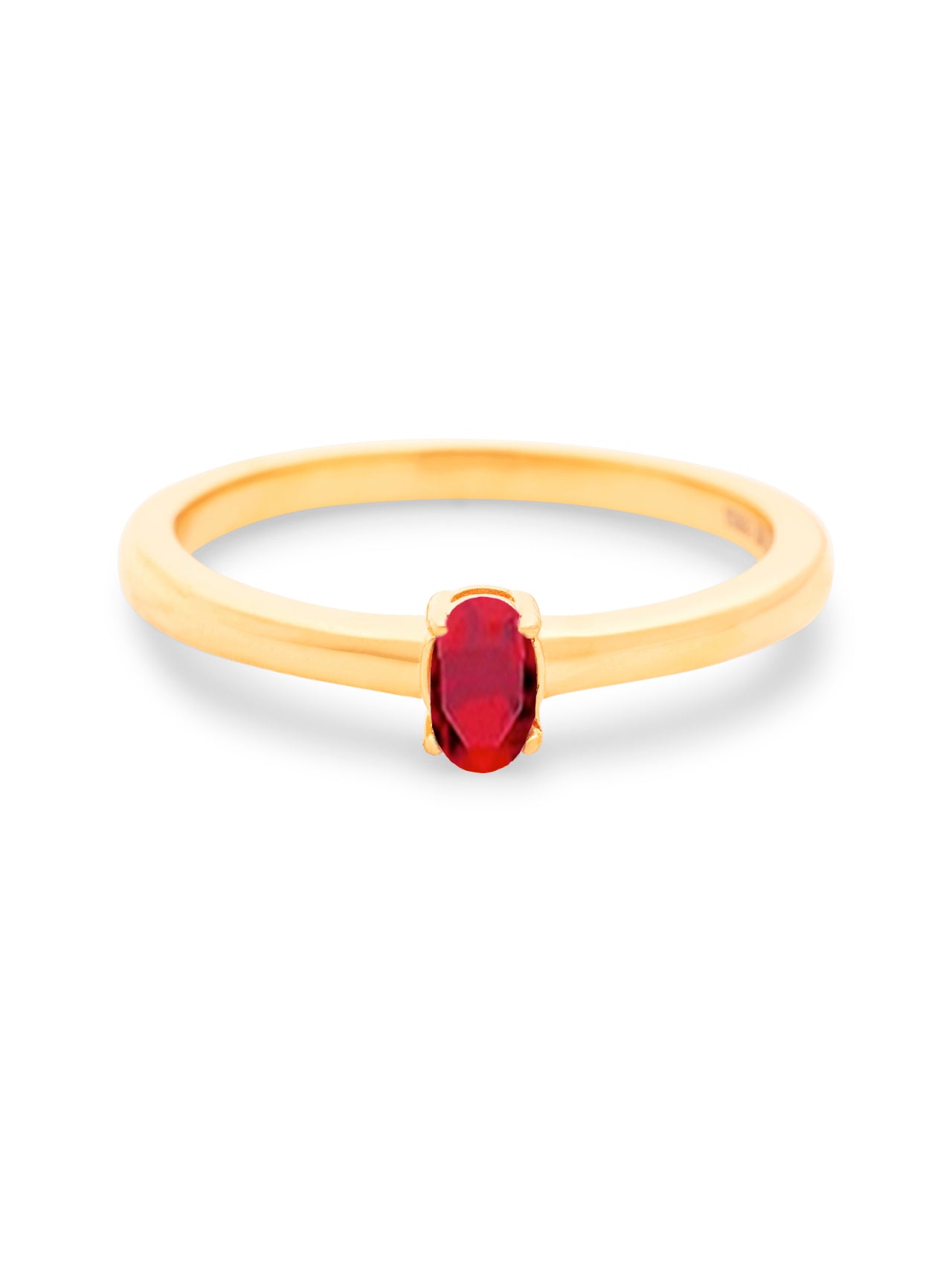  Relativity Gold Petite Oval Birthstone Ring - Red-July - Bonton