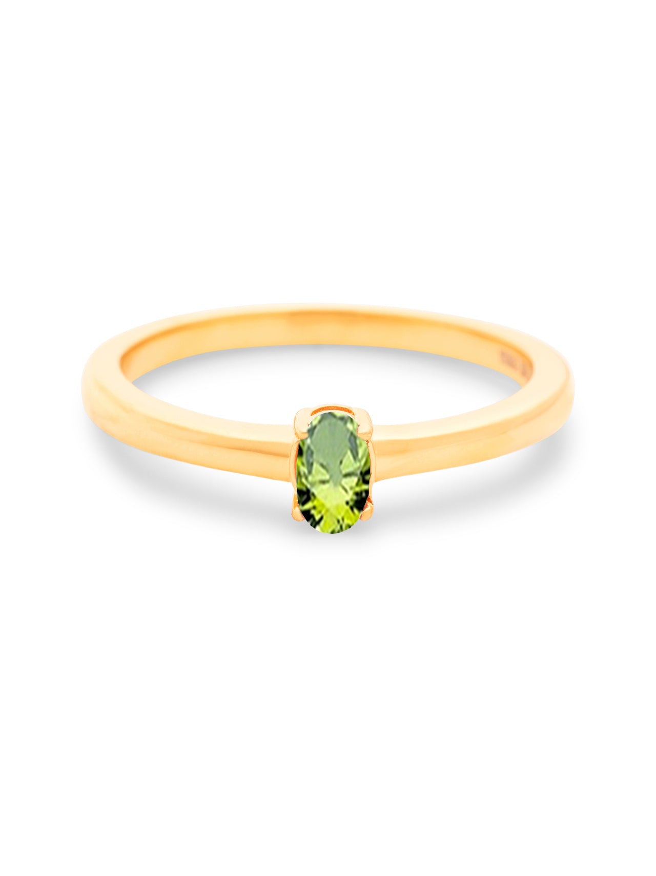  Relativity Gold Petite Oval Birthstone Ring - Light Green-Aug - Bonton