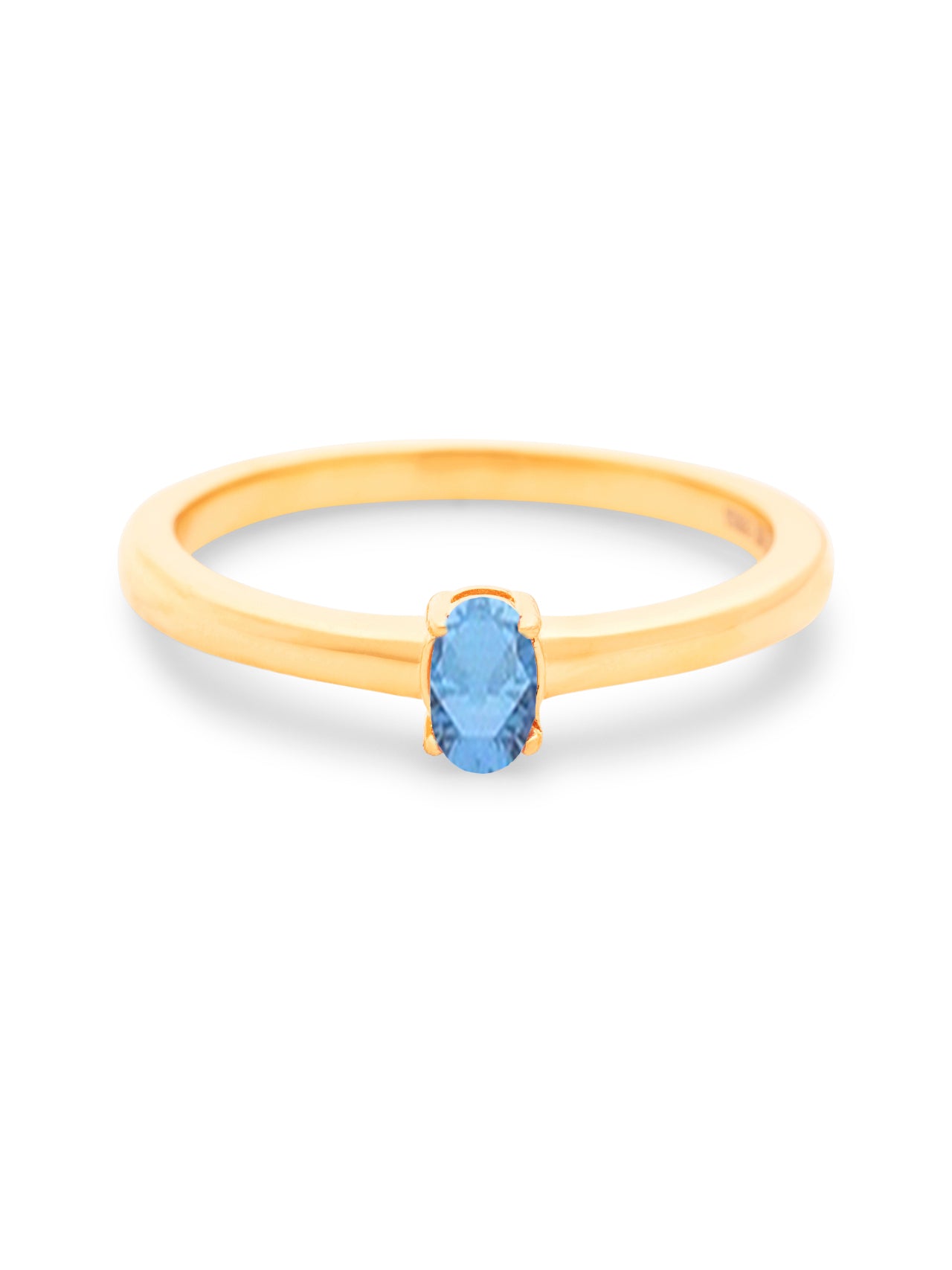  Relativity Gold Petite Oval Birthstone Ring - Blue-Dec - Bonton