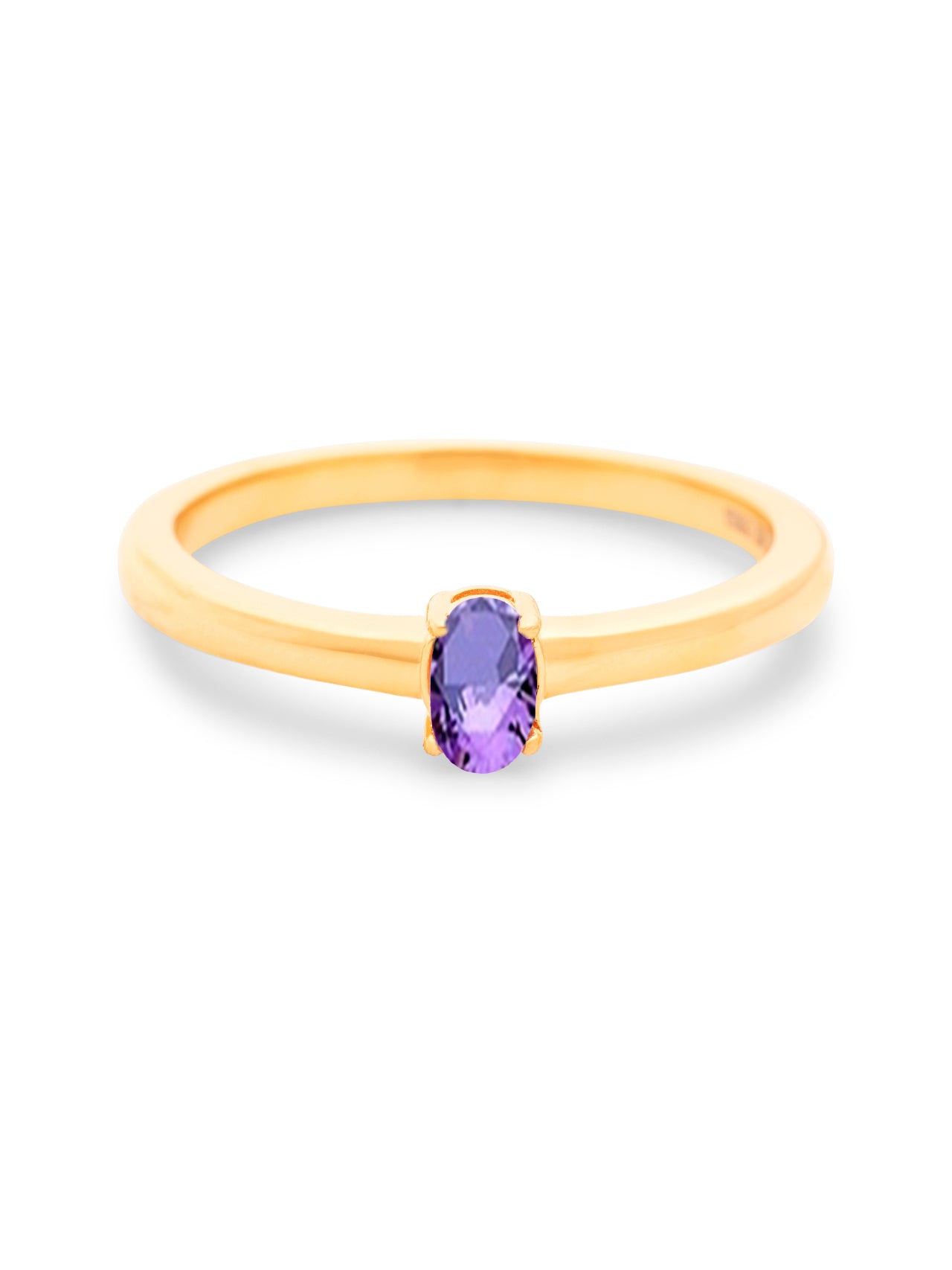  Relativity Gold Petite Oval Birthstone Ring - Purple-Feb - Bonton