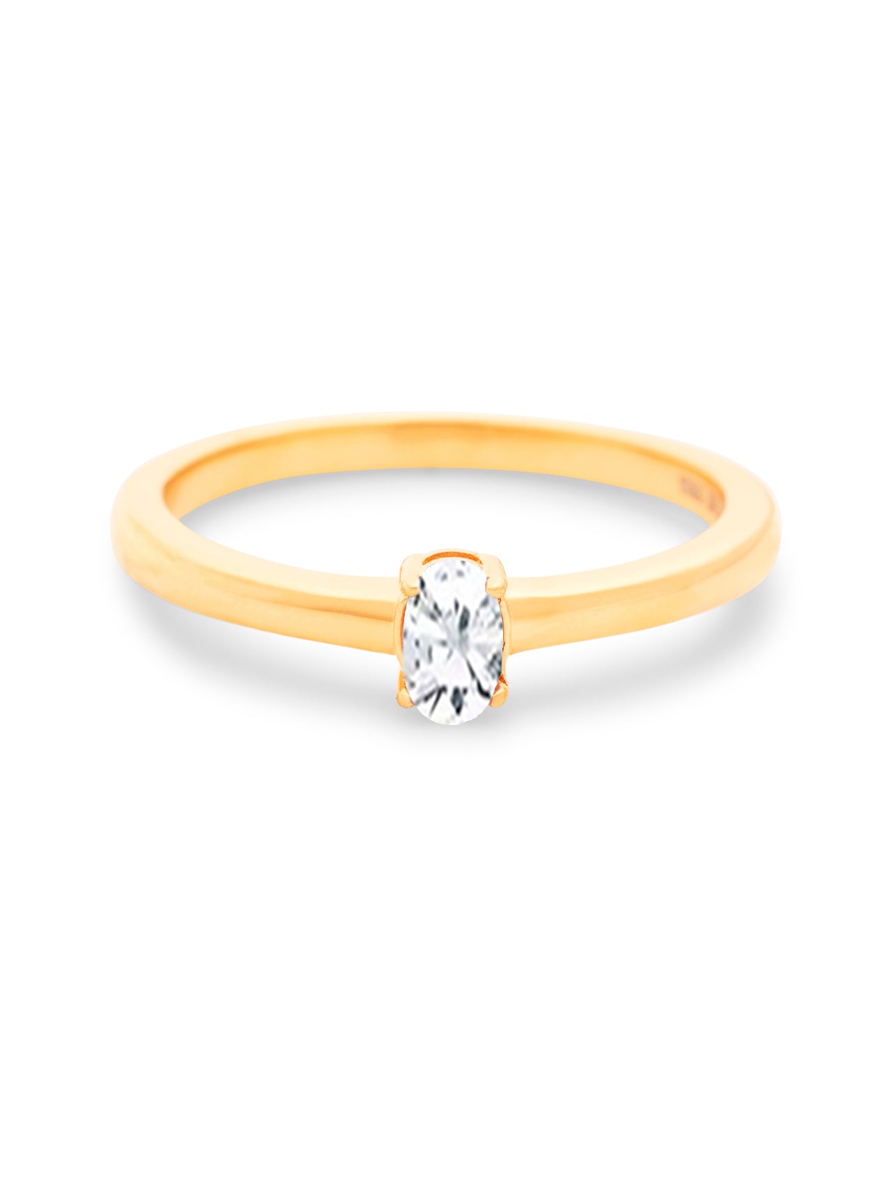  Relativity Gold Petite Oval Birthstone Ring - Clear-April - Bonton