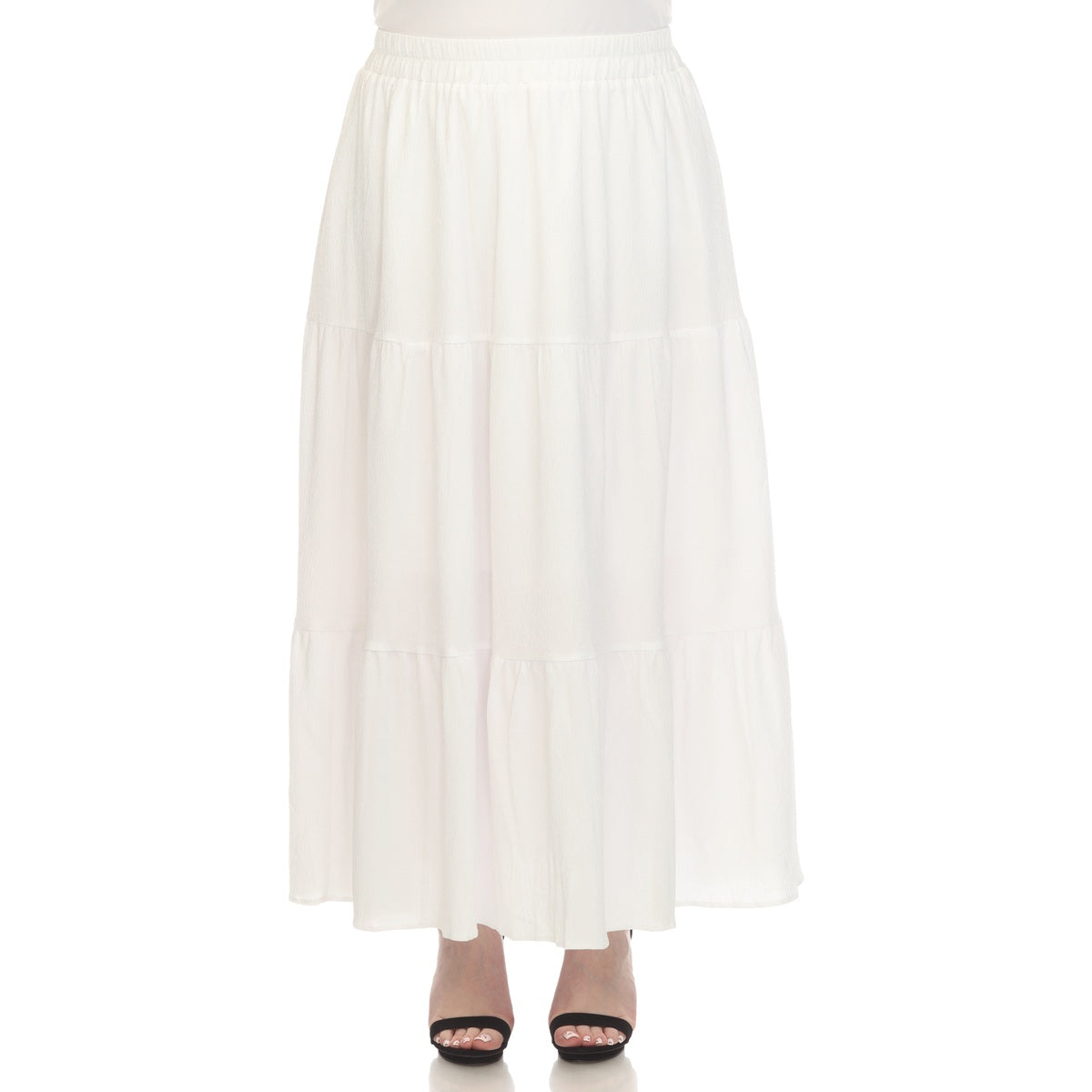  White Mark Plus Size Pleated Tiered Maxi Skirt - 3X - Bonton