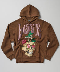 Love Hate Puff Print Hoodie - Khaki
