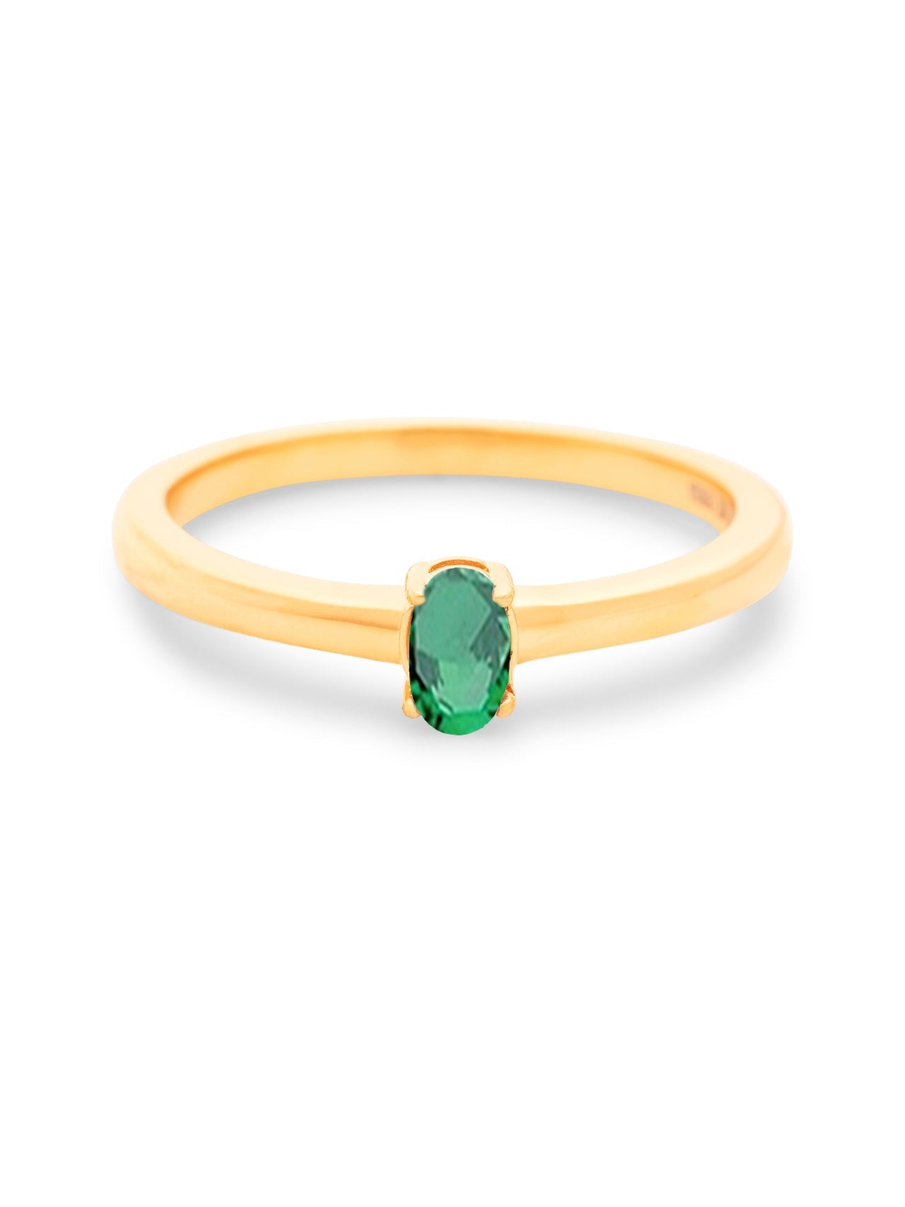  Relativity Gold Petite Oval Birthstone Ring - Green-May - Bonton