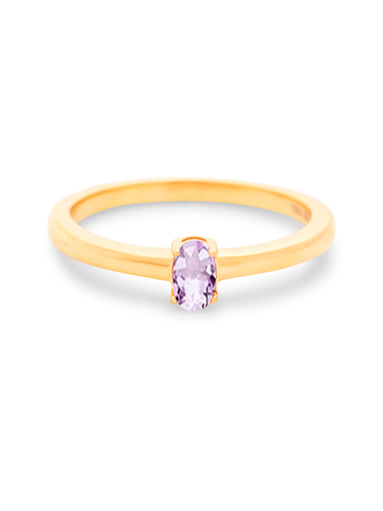  Relativity Gold Petite Oval Birthstone Ring - Violet-June - Bonton