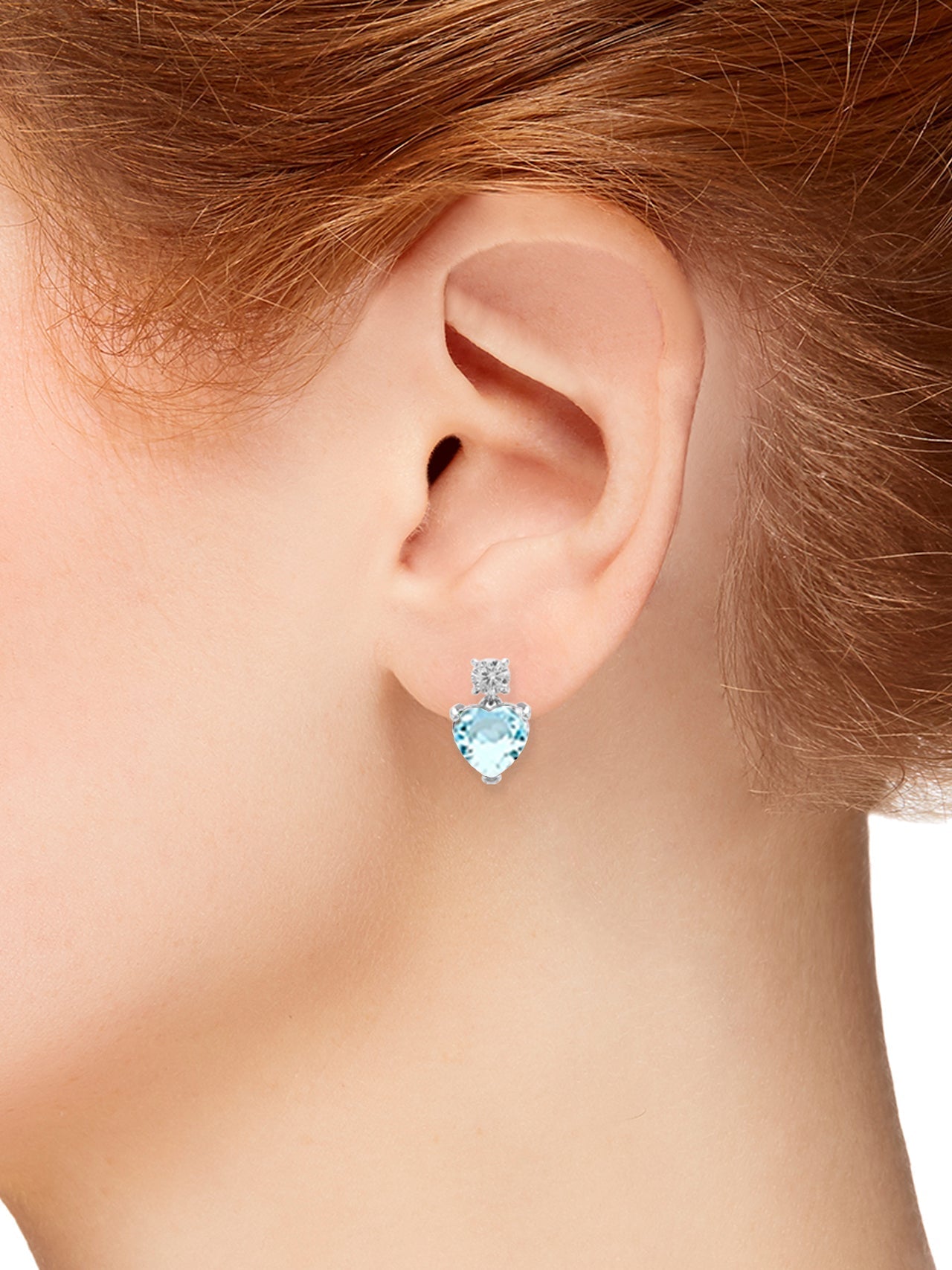  Relativity Heart Birthstone CZ
Stud Dangle Earrings - Light Blue-Mar - Bonton