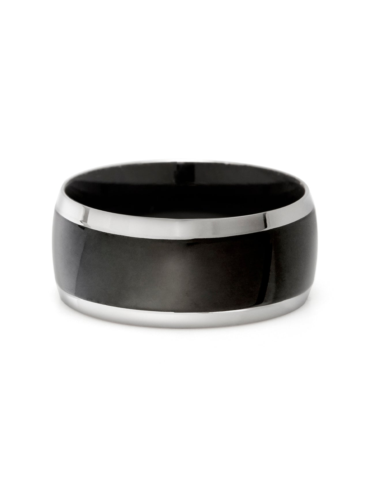  Kenneth Roberts Men's Black Steel Lined Ring Silver - Onyx - Bonton