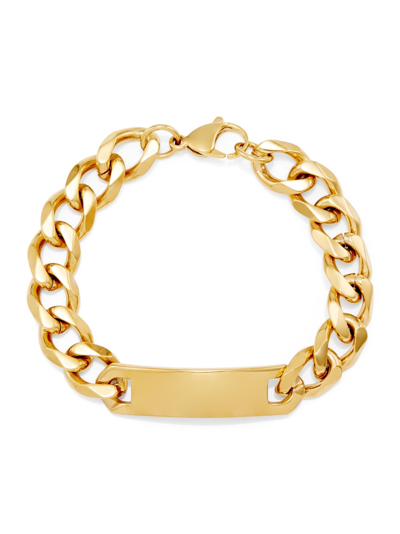  Kenneth Roberts Men's Gold Curb Link ID Bracelet - Gold - Bonton