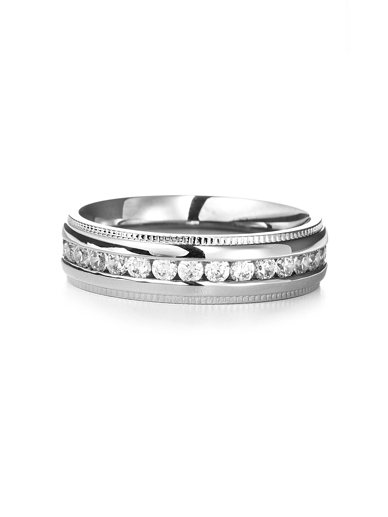  Kenneth Roberts Men's Milgrian Edge Eternity Ring - Stainless - Bonton