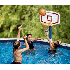 24" White and Blue Water Sports Jammin Basketball Poolside Above-Ground Swimming Pool Game