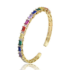 Rainbow Radiance 14K Gold Plated Bangle Bracelet