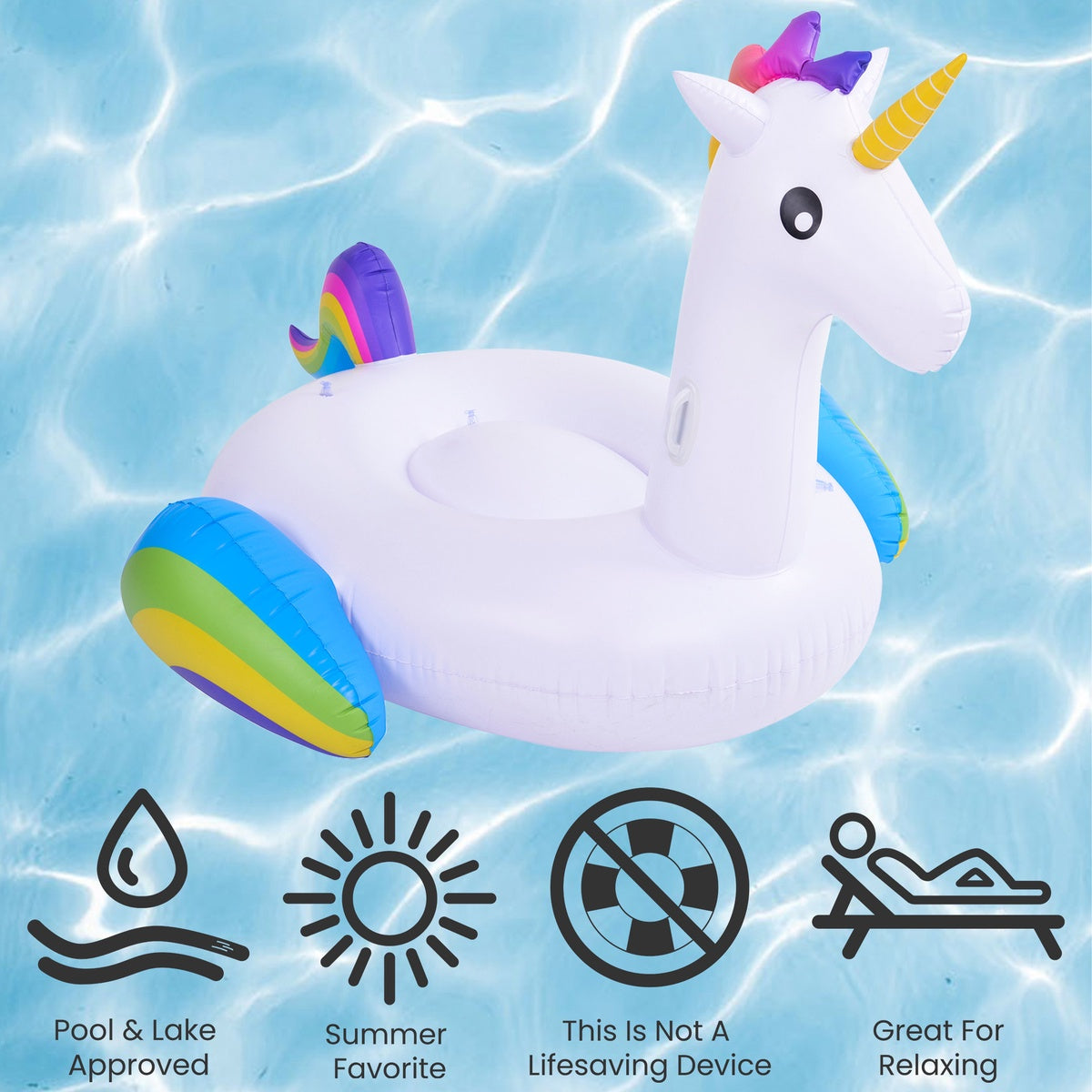  Pool Central 7' Inflatable Rainbow Unicorn Jumbo Pool Float - Default Title - Bonton