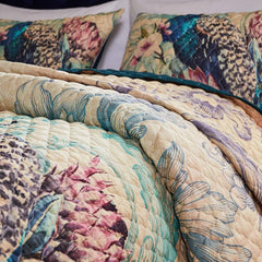 Eden Peacock Vintage Fringed Quilt Set