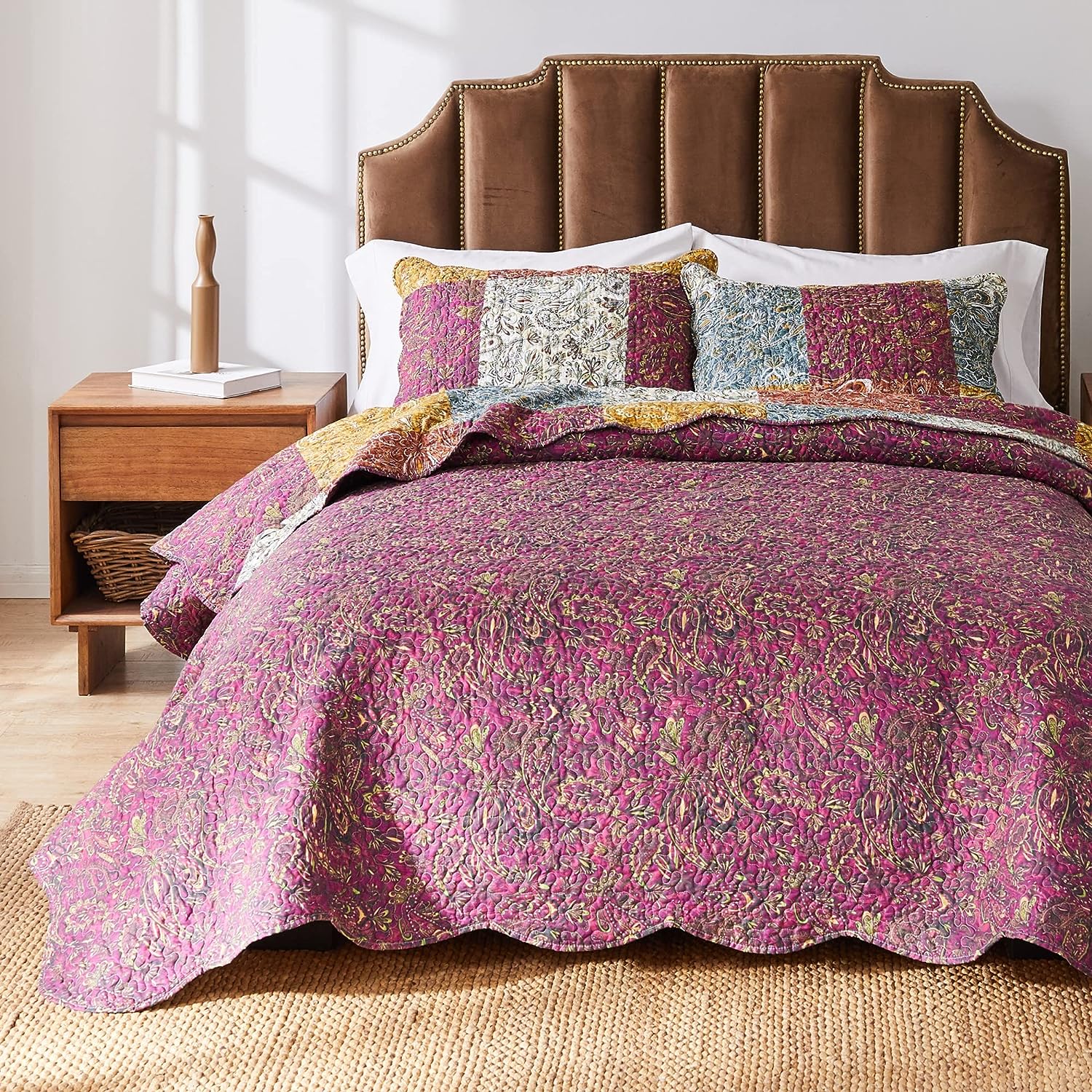  Greenland Home Fashions Paisley Slumber Oversized Reversible Quilt Set - Spice - Bonton