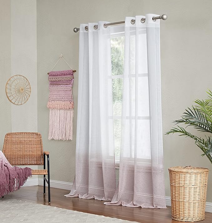  Dainty Home Linea Curtain Panel Pair - Mauve - Bonton