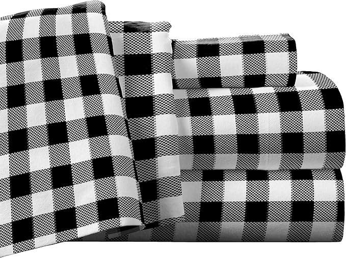  Pointehaven Solid & Print Flannel Sheet Sets - Milton - Milton - Bonton