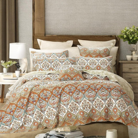DaDa Bedding Bohemian Floral Paisley Garden Coral Teal Quilted Bedspread Set (LH1403) by DaDa Bedding Collection
