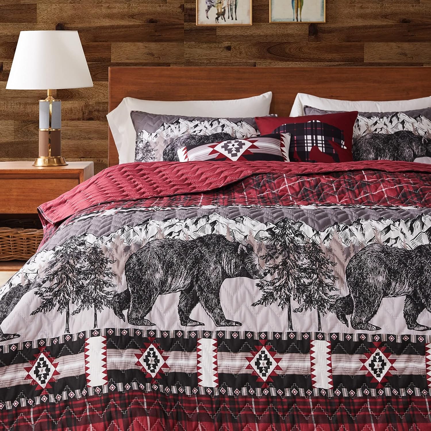  Greenland Home Fashions Timberline Great Outdoors Quilt Set - Red - Bonton