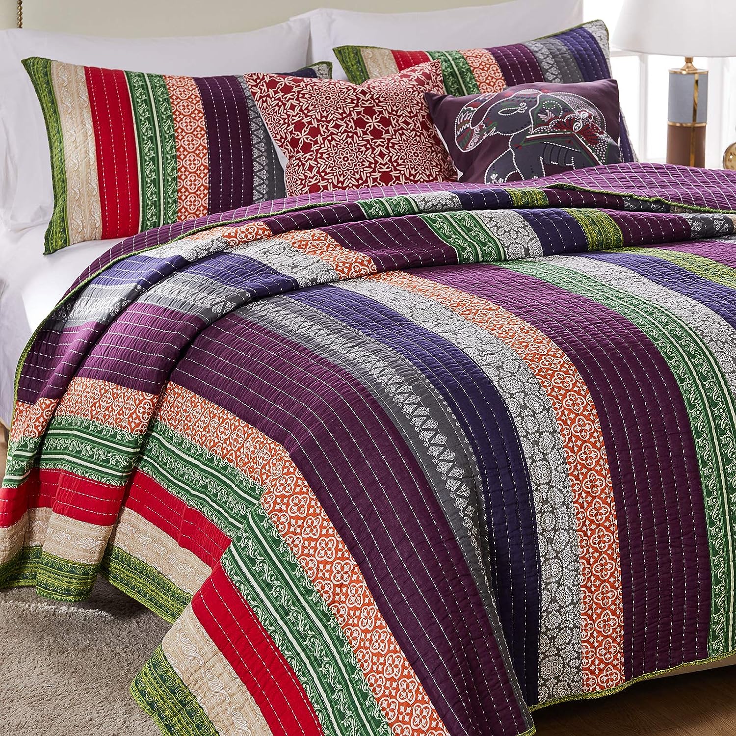  Greenland Home Fashions Marley Boho Quilt Set - Carnival - Bonton