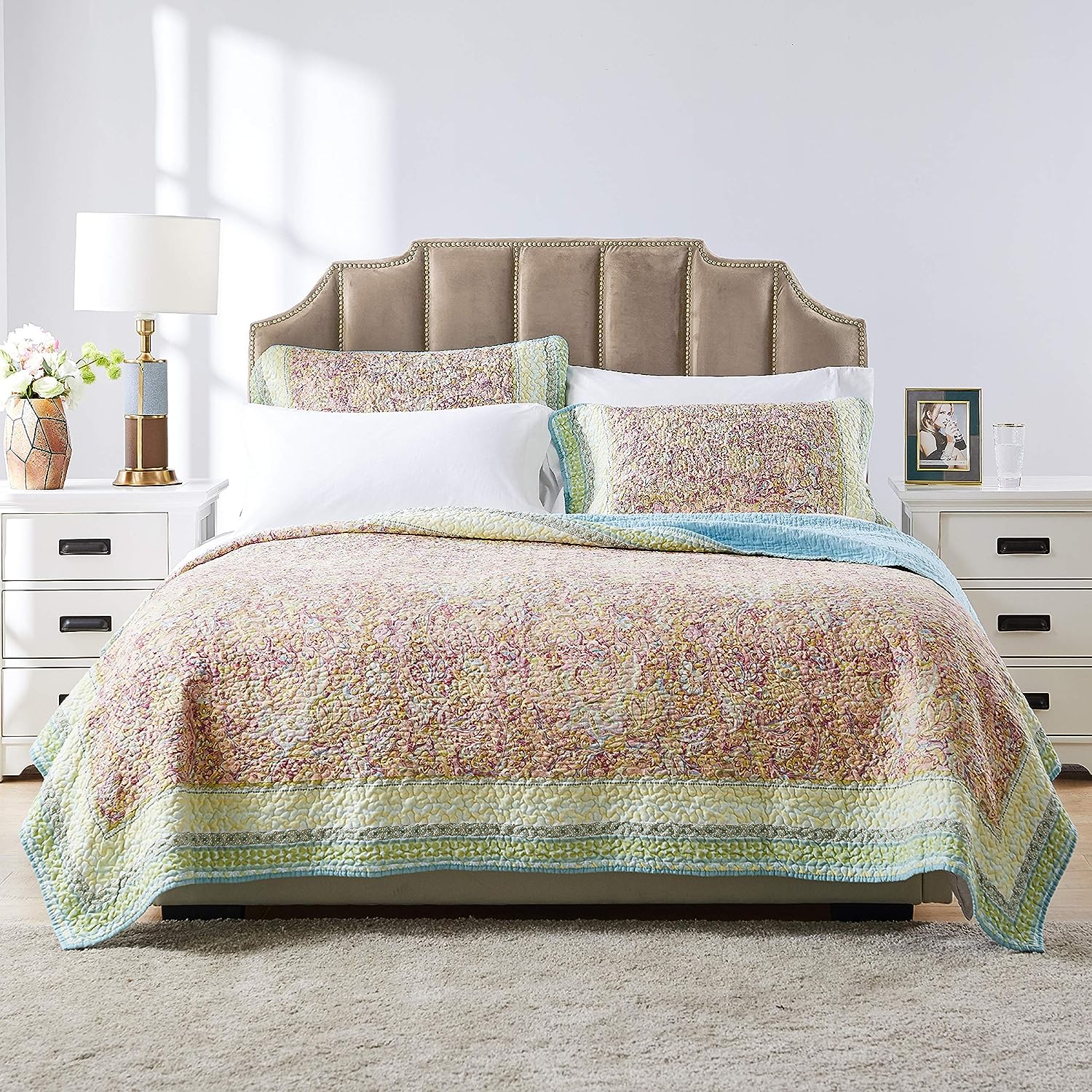  Greenland Home Fashions Palisades Contemporary Quilt Set - Pastel - Bonton