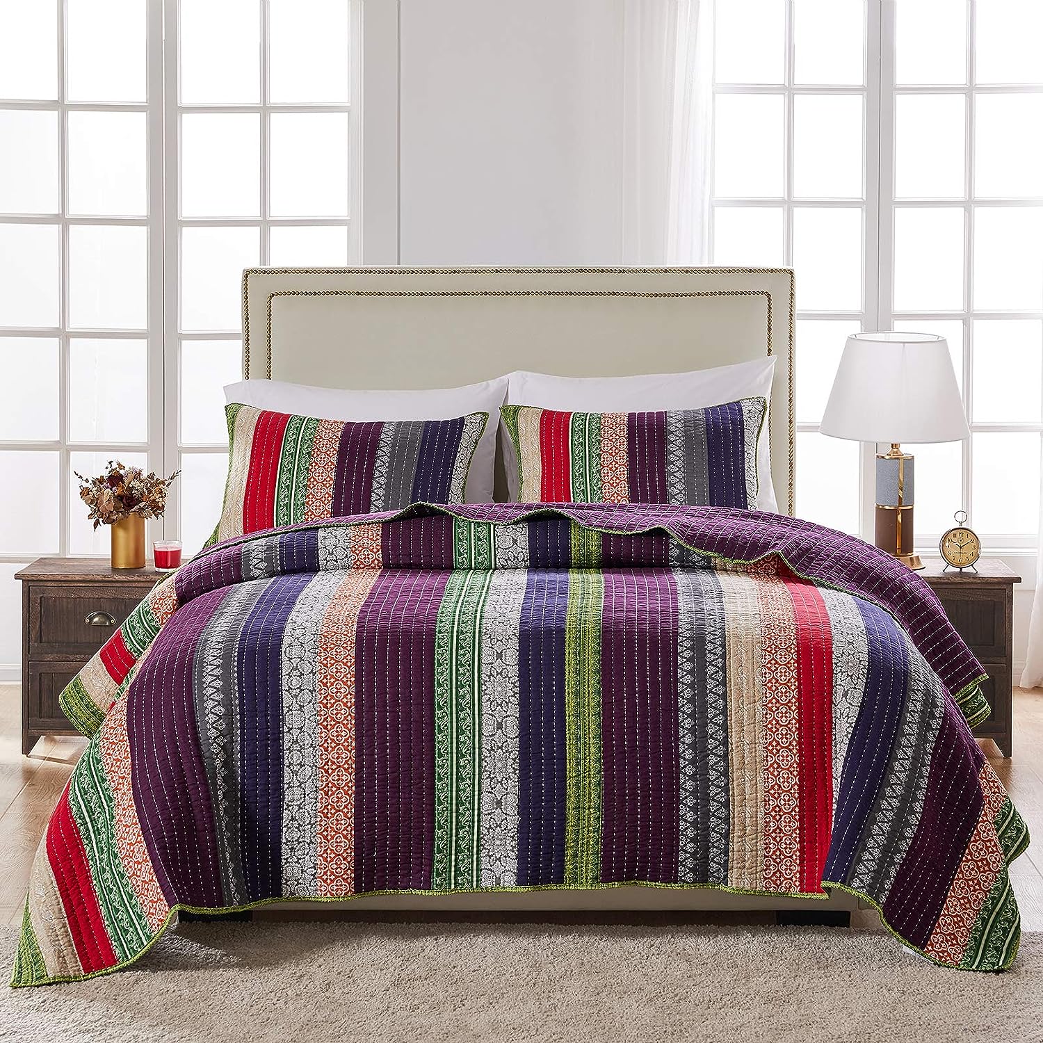  Greenland Home Fashions Marley Boho Quilt Set - Carnival - Bonton