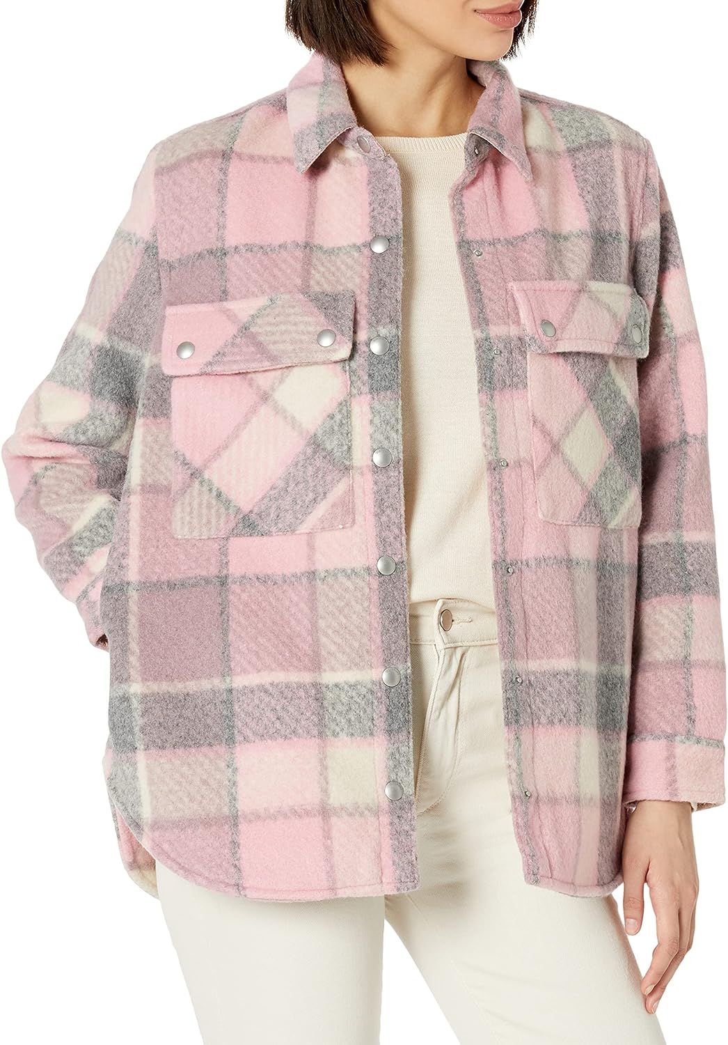  BlankNYC Multi Color Plaid Shacket - Pink - Bonton