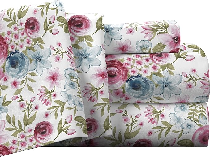  Pointehaven Solid & Print Flannel Sheet Sets - Sylvan - Sylvan - Bonton