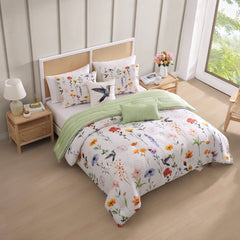 Fresh Cut Flowers 200 Thread Count 100% Cotton Sateen 5 Piece Reversible Comforter Set