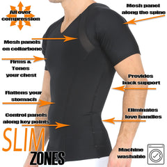 Insta Slim Compression Side & Back Power Mesh Panel V_Neck Shirt VS2307