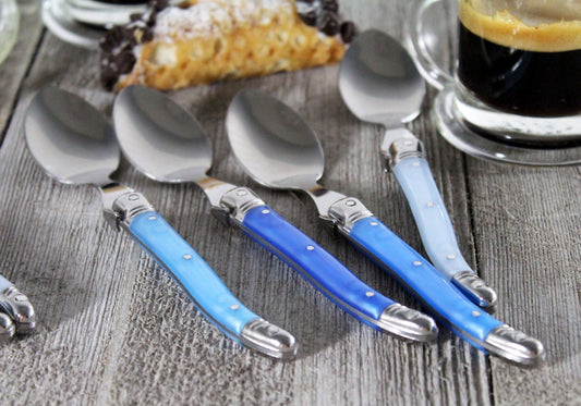 Set of 4 Laguiole Shades of Blue Coffee Spoons