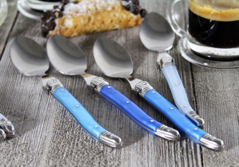 Set of 4 Laguiole Shades of Blue Coffee Spoons