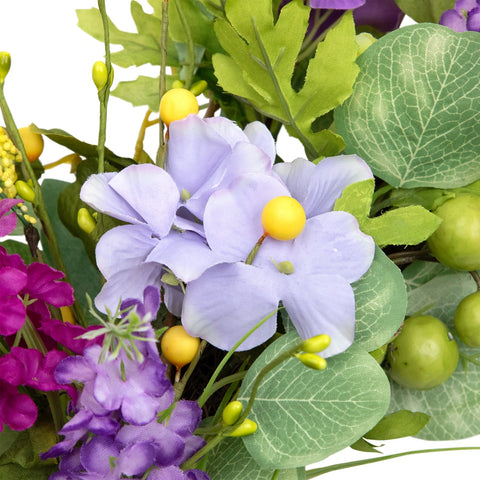 Eucalyptus and Hydrangea Floral Spring Wreath - 23" - Purple and Yellow