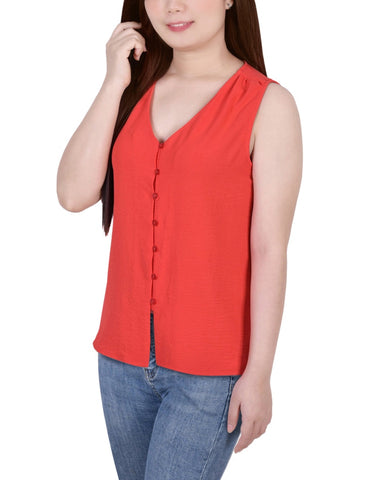 Sleeveless Button Front Blouse