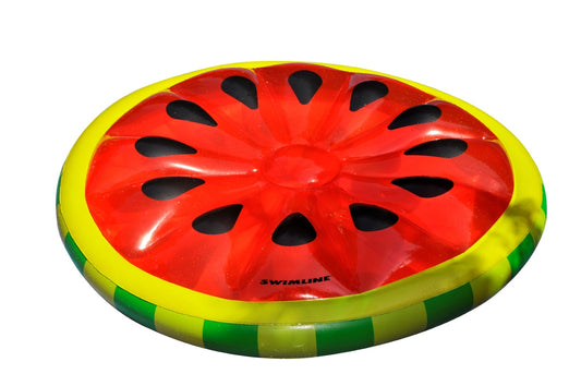 61.5" Inflatable Red and Green Watermelon Fruit Slice Swimming Pool Lounger