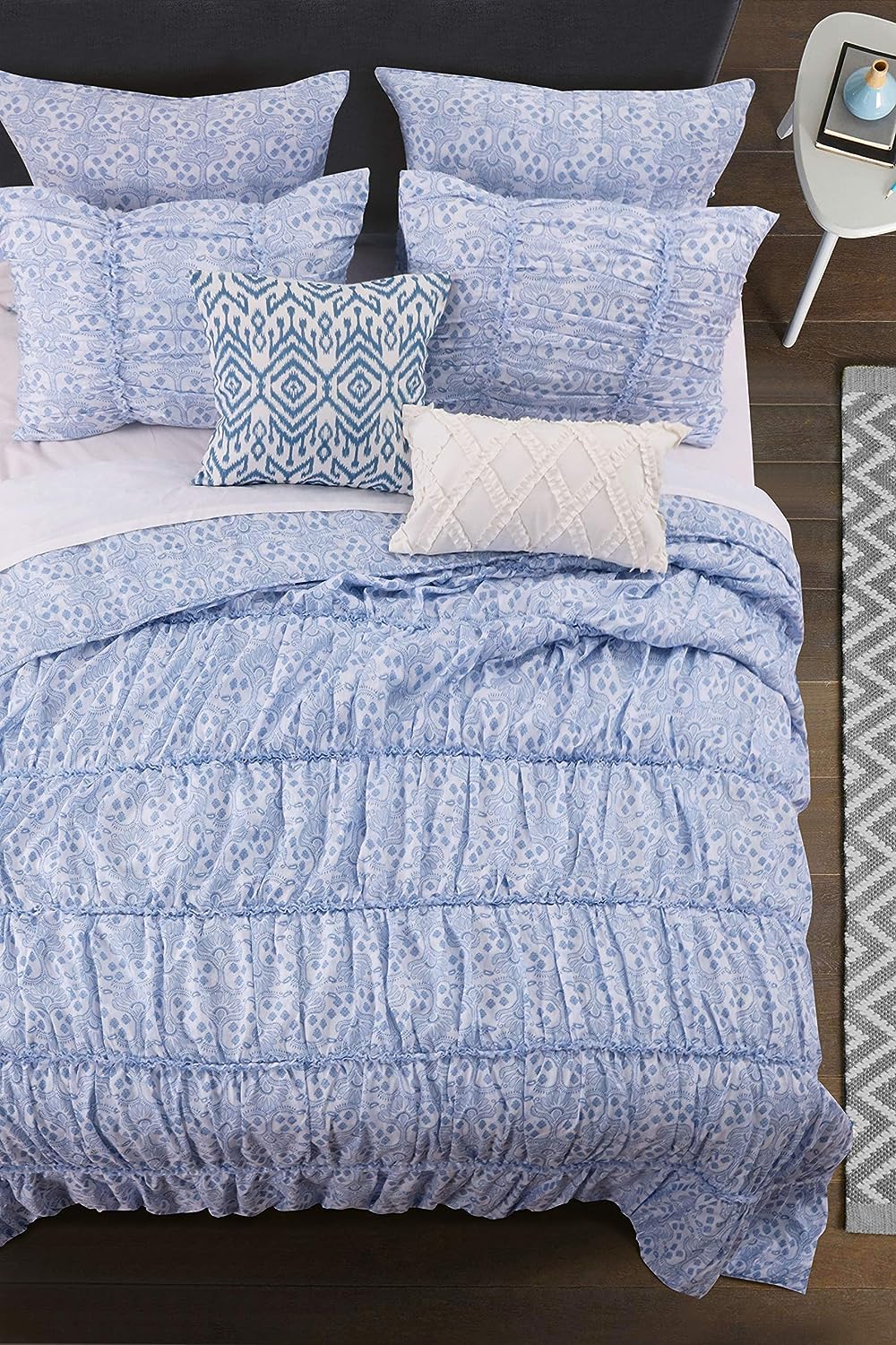  Greenland Home Fashions Helena Ruffle Quilt Set - Blue - Bonton