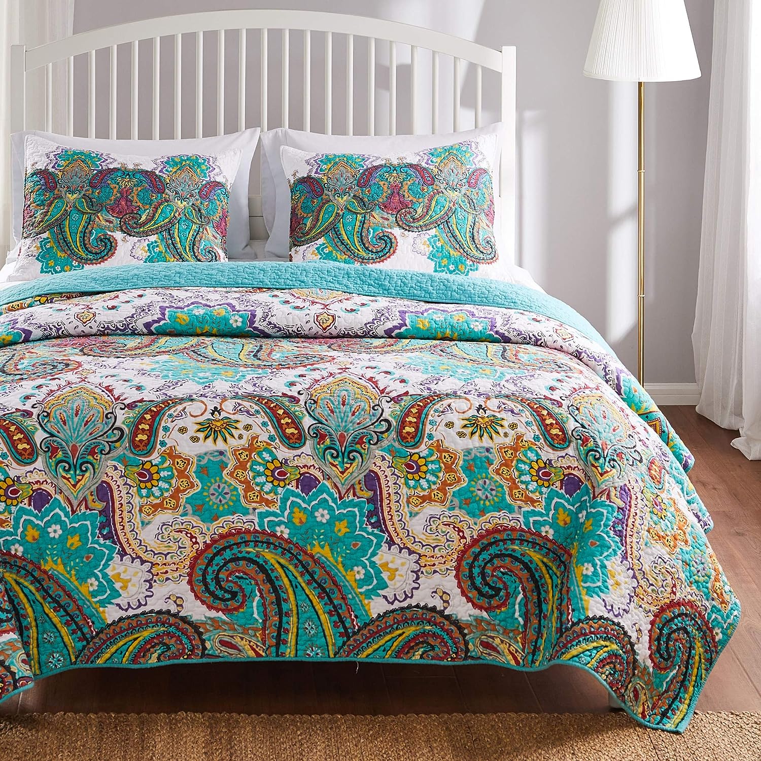  Greenland Home Fashions Nirvana Boho Quilt Set - Teal - Bonton