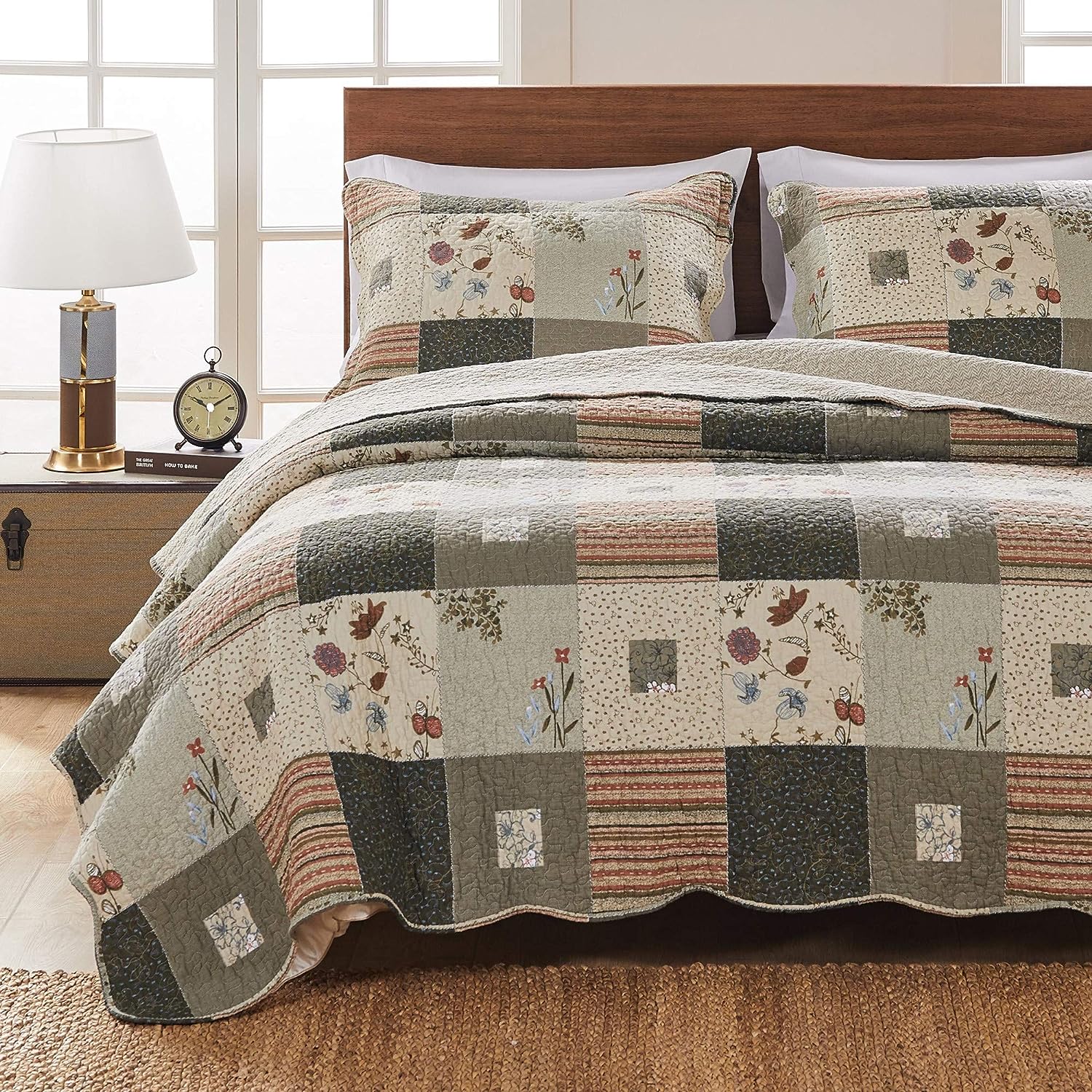  Greenland Home Fashions Sedona Patchwork Print Quilt Set - Multi - Bonton