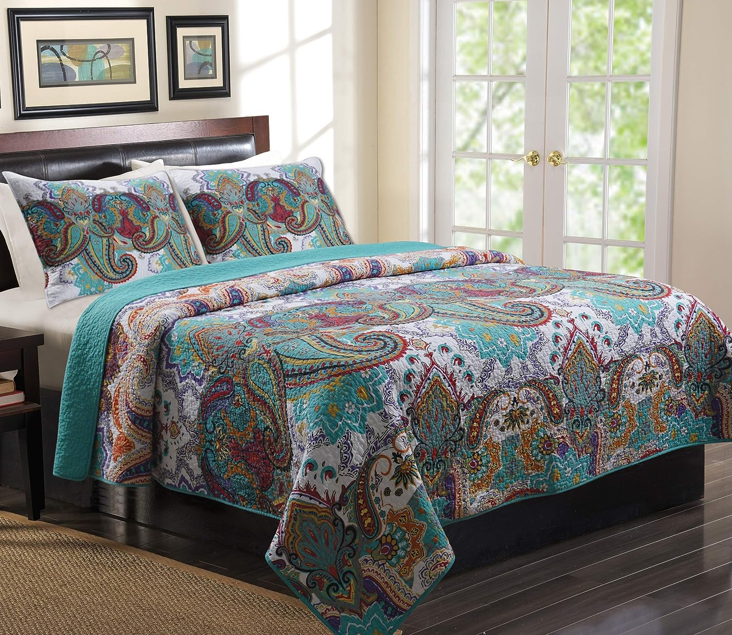  Greenland Home Fashions Nirvana Boho Quilt Set - Teal - Bonton