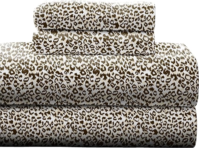  Pointehaven Winter Print Flannel Sheet Sets - Safari - Bonton