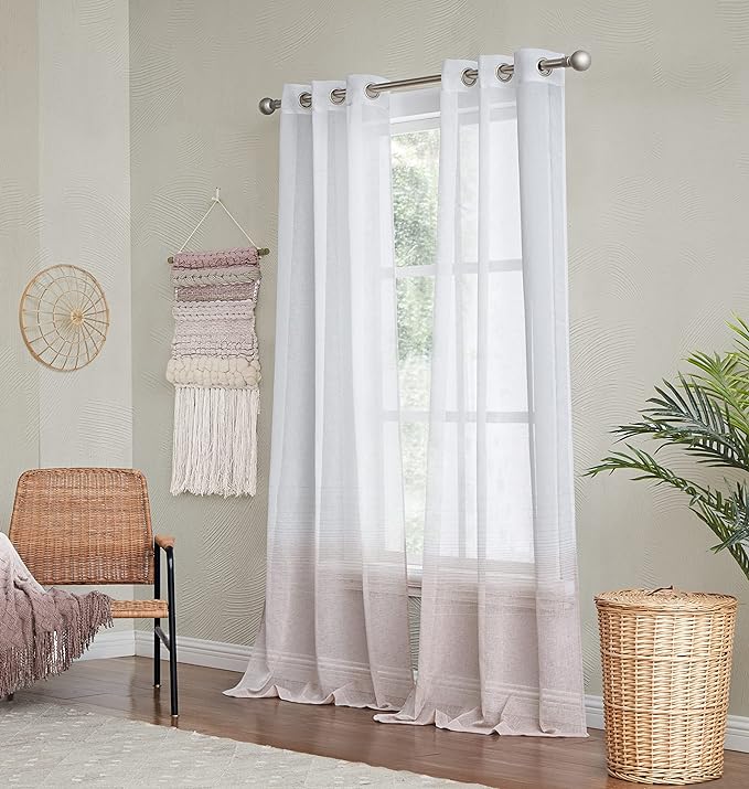  Dainty Home Linea Curtain Panel Pair - Sand - Bonton