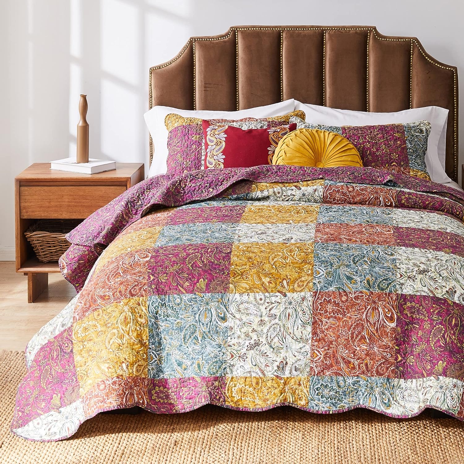  Greenland Home Fashions Paisley Slumber Oversized Reversible Quilt Set - Spice - Bonton