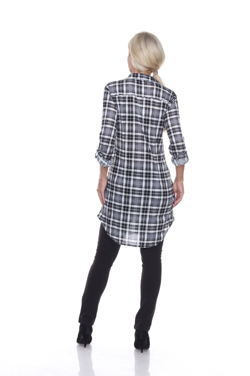  White Mark Women's Piper Stretchy Plaid Tunic Top - S - Bonton