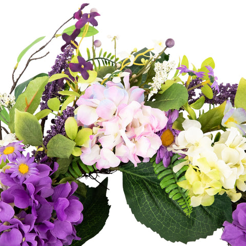 Hydrangea and Foliage Spring Floral Twig Wreath  Purple 26"